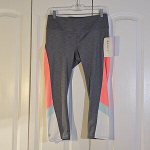 ATHLETA Colorblock Sonar Capri Legging Size M Yoga Pilates Back Zipper Gray NWT